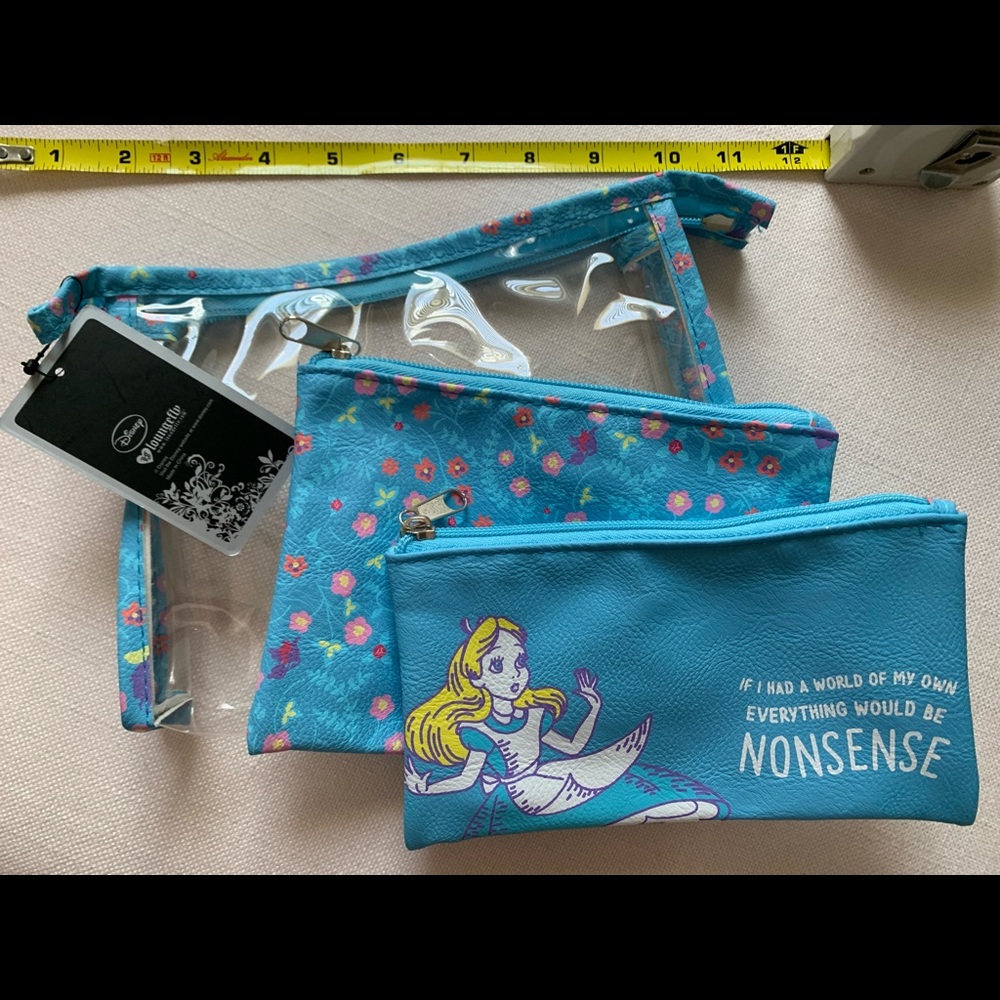 Authentic Disney Loungefly Makeup Bag Set 3pc Alice in Wonderland NWT
